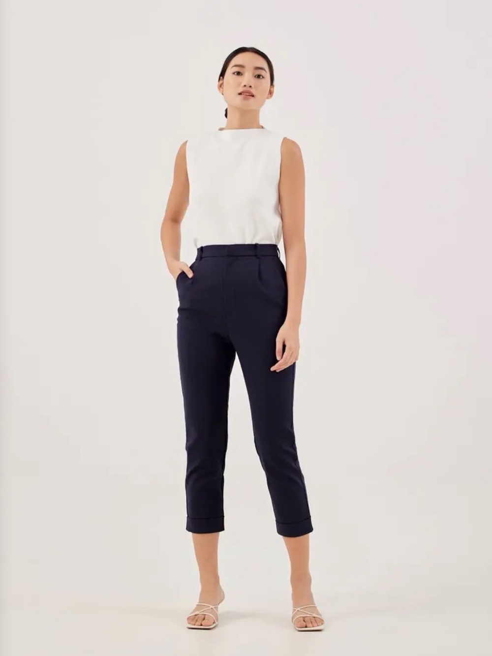 Love Bonito Alby Tailored Peg Leg Chino Pants (Navy)